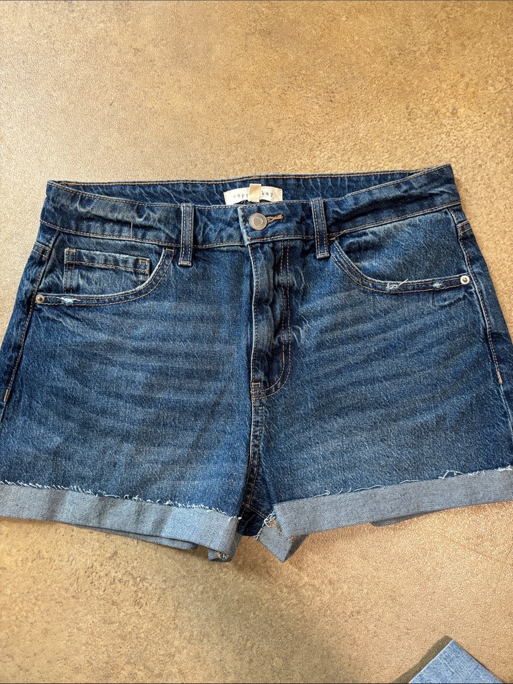 Copper Key Dark Blue Rolled Hem Denim Shorts